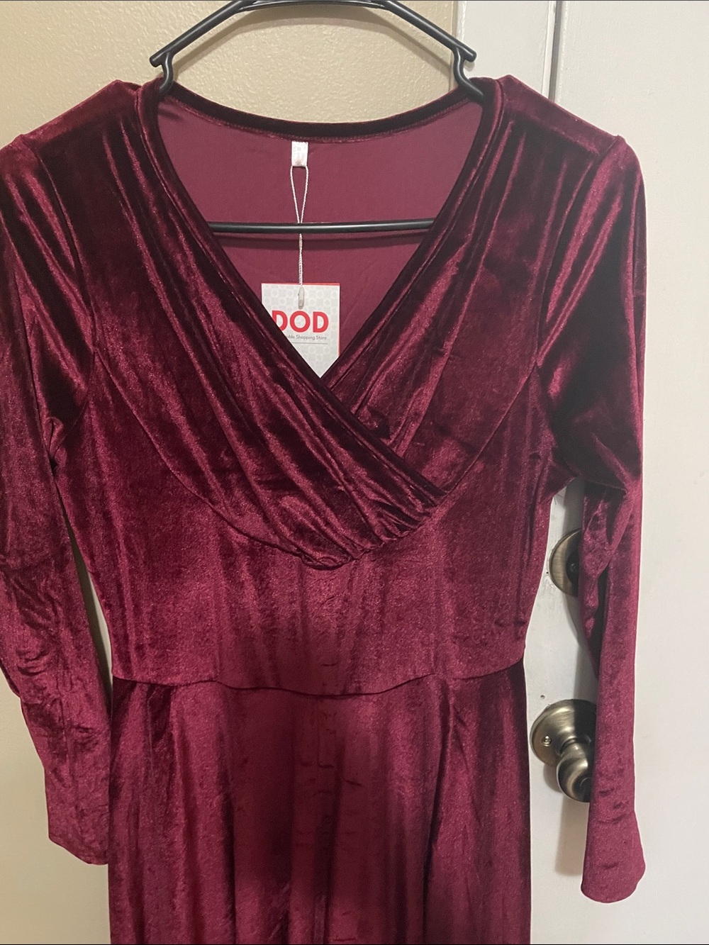 Dodo Bar Or Burgundy Velvet Long-Sleeve Wrap Maxi Dress